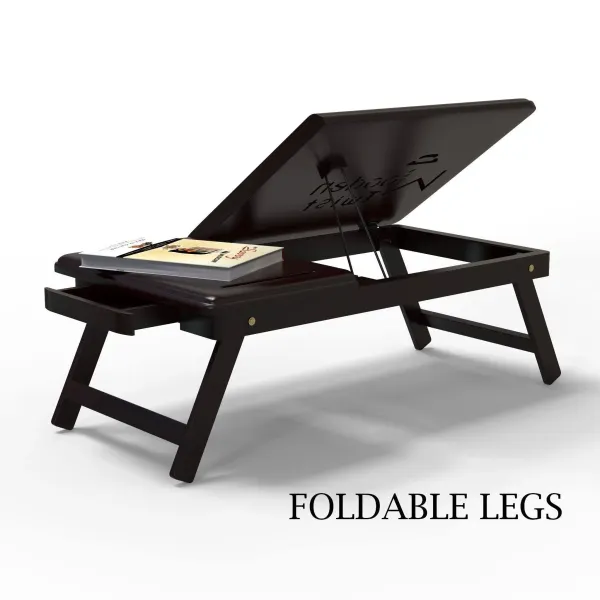 Flexi Wooden Laptop Table With Tablet & Mobile Holder (Brown) - image 8